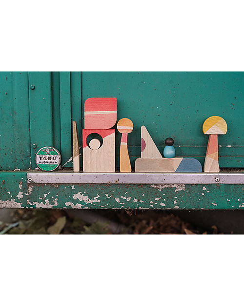 Grapat Set per Costruire - Happy Place - 40 Pezzi - Legno Sostenibile Giochi Montessoriani