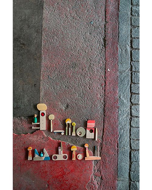 Grapat Set per Costruire - Happy Place - 40 Pezzi - Legno Sostenibile Giochi Montessoriani