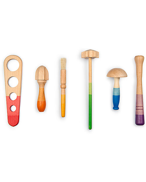 Grapat Set Tools - 6 Strumenti - Colori Arcobaleno - Legno Sostenibile Giochi Montessoriani