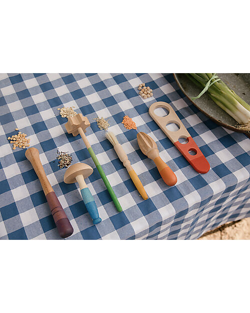 Grapat Set Tools - 6 Strumenti - Colori Arcobaleno - Legno Sostenibile Giochi Montessoriani