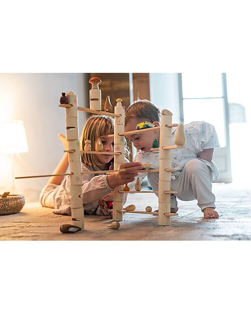 Grapat Set Woodland - 18 Tubi - 9 Passerelle - Legno Sostenibile Giochi Montessoriani