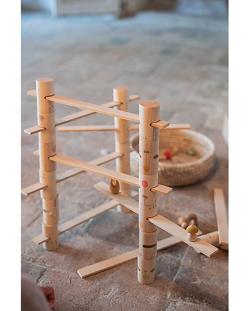 Grapat Set Woodland - 18 Tubi - 9 Passerelle - Legno Sostenibile Giochi Montessoriani