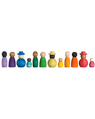 Grapat Together - Set di 12 Nins - Multicolore - Legno Sostenibile Giochi per Inventare Storie