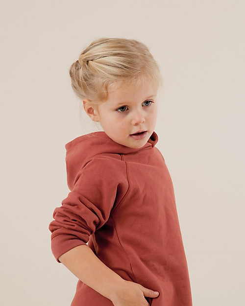 Gray Label Abito Felpato con Cappuccio - Rosso Terracotta - 100% Cotone Bio Morbidissimo! Vestiti_