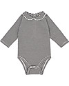 Gray Label Body Manica Lunga con Colletto, Righe Bianco/Nero - Jersey di Cotone Bio Body Manica Lunga