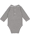 Gray Label Body Manica Lunga con Colletto, Righe Bianco/Nero - Jersey di Cotone Bio Body Manica Lunga