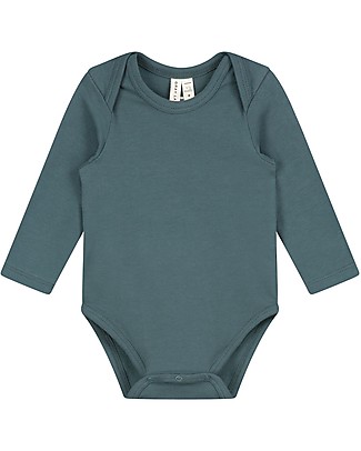 Gray Label Body Maniche Lunghe con Scollo a Bustina - Blu Grigio - Cotone Bio Body Manica Lunga