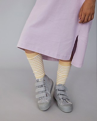Gray Label Calzini Lunghi a Costine - Albicocca/Crema - Cotone Bio GOTS Calzini
