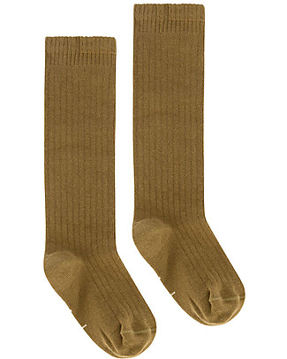 Gray Label Calzini Lunghi a Costine - Nocciola - Cotone Bio elasticizzato Calzini