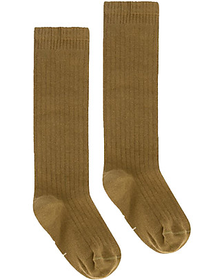 Gray Label Calzini Lunghi a Costine - Nocciola - Cotone Bio GOTS Calzini