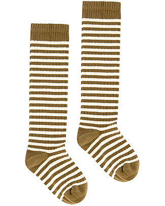 Gray Label Calzini Lunghi a Costine - Nocciola/Crema - Cotone Bio elasticizzato Calzini