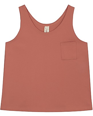 Gray Label Canotta Spalle Larghe con Taschino (da 2 a 8 anni) - Faded Red - 100% cotone bio T-Shirt e Canotte