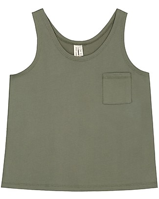 Gray Label Canotta Spalle Larghe con Taschino (da 2 a 8 anni) - Moss - 100% cotone bio T-Shirt e Canotte