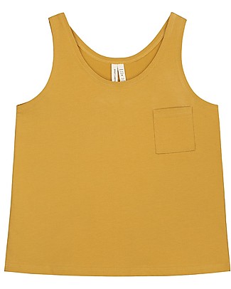 Gray Label Canotta Spalle Larghe con Taschino (da 2 a 8 anni) - Mustard - 100% cotone bio T-Shirt e Canotte