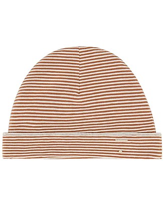 Gray Label Cappellino da Neonato a Righe - Ruggine/Crema - Cotone Biologico GOTS Cappelli Neonato