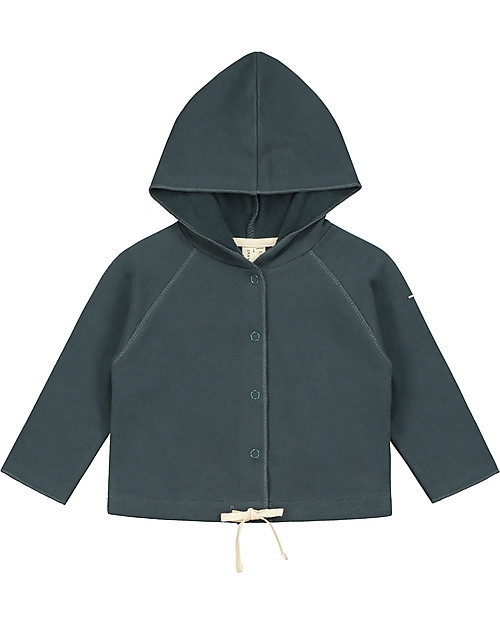 Gray Label Cardigan Baby Felpato con Cappuccio, Blu Grigio - Cotone bio Italiano Cardigan