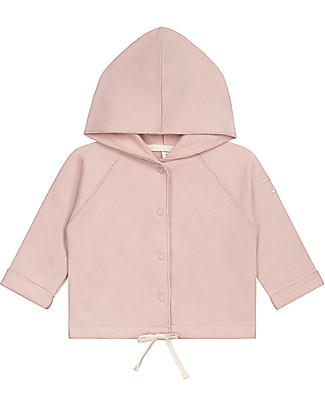 Gray Label Cardigan Baby Felpato con Cappuccio, Rosa Vintage - Cotone bio Italiano Cardigan