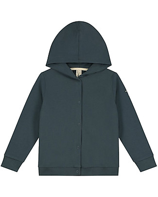 Gray Label Cardigan Felpato con Cappuccio - Blu Grigio - 100% Cotone Bio Cardigan