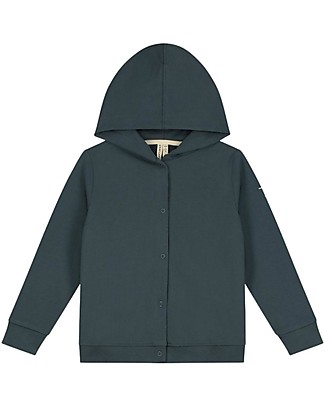 Gray Label Cardigan Felpato con Cappuccio - Blu Grigio - 100% Cotone Bio Cardigan