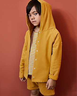 Gray Label Cardigan Felpato con Cappuccio - Mustard - 100% cotone bio - Morbido e caldo Cardigan