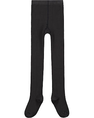 Gray Label Collant a Costine - Nero - Cotone Bio GOTS Elasticizzato Calze