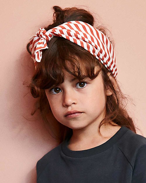 Gray Label Fascia per Capelli Bimba a Righe, Faded Red/Off White - 100% cotone bio Accessori per Capelli