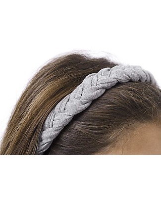 Gray Label Fascia per Capelli Intrecciata Bimba, Grey Melange - 100% cotone bio Fermacappelli