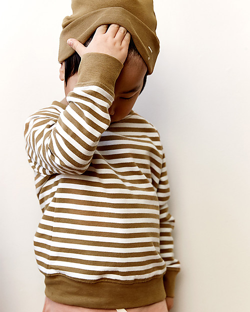 Gray Label Felpa Girocollo - Nocciola/Bianco - 100% Cotone Bio Felpe