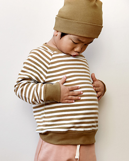 Gray Label Felpa Girocollo - Nocciola/Bianco - 100% Cotone Bio Felpe