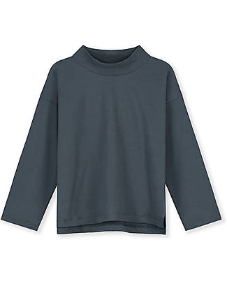 Gray Label Maglia a Collo Alto - Blu Grigio - 100% Cotone Bio GOTS Maglie Manica Lunga
