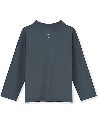 Gray Label Maglia a Collo Alto - Blu Grigio - 100% Cotone Bio GOTS Maglie Manica Lunga