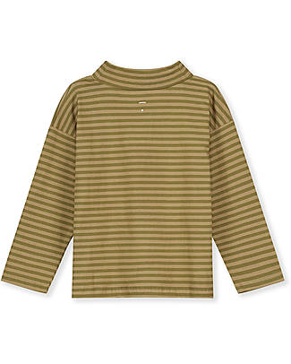 Gray Label Maglia a Collo Alto - Verde Oliva/Nocciola - 100% Cotone Bio GOTS Maglie Manica Lunga
