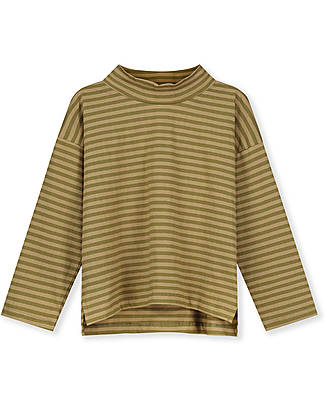 Gray Label Maglia a Collo Alto - Verde Oliva/Nocciola - 100% Cotone Bio GOTS Maglie Manica Lunga