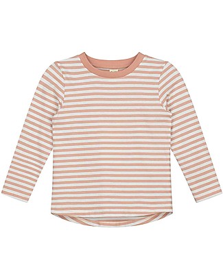 Gray Label Maglia Maniche Lunghe a Righe, Rustic Clay/Crema a Righe - 100% cotone bio Maglie Manica Lunga