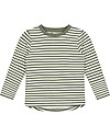 Gray Label Maglia Maniche Lunghe a Righe, Salvia/Crema a Righe - 100% cotone bio Maglie Manica Lunga