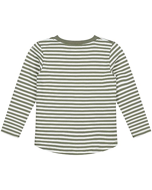 Gray Label Maglia Maniche Lunghe a Righe, Salvia/Crema a Righe - 100% cotone bio Maglie Manica Lunga