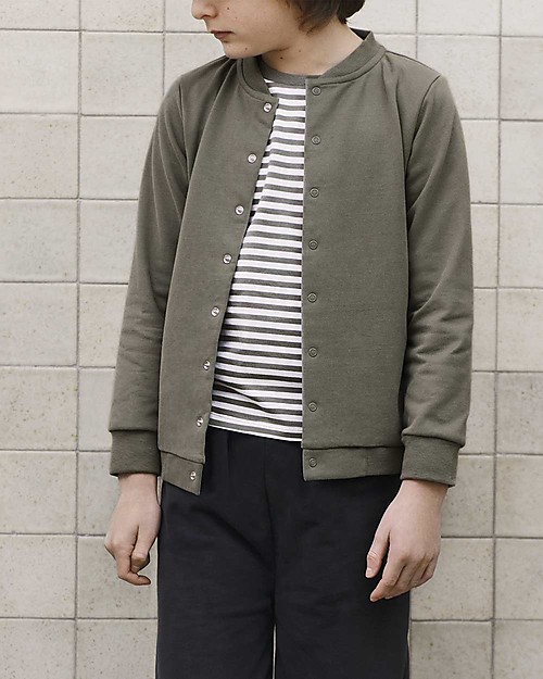 Gray Label Maglia Maniche Lunghe a Righe, Salvia/Crema a Righe - 100% cotone bio Maglie Manica Lunga