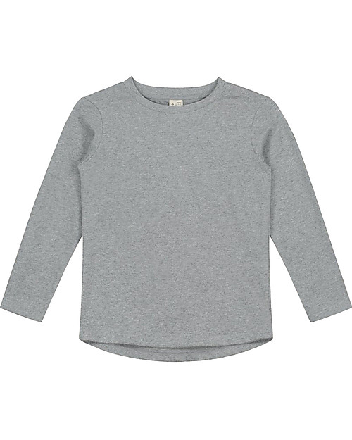 Gray Label Maglia Maniche Lunghe - Grigio Melange - 100% Jersey di Cotone Bio GOTS Maglie Manica Lunga