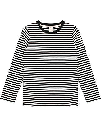 Gray Label Maglia Maniche Lunghe - Nero/Panna - 100% Cotone Bio GOTS Maglie Manica Lunga