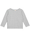 Gray Label Maglia Maniche Lunghe, RIghe Bianco/Grigio Melange - 100% jersey di cotone bio Maglie Manica Lunga