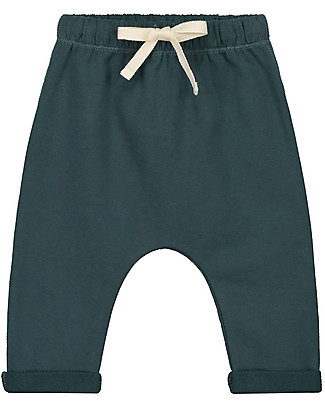 Gray Label Pantaloni Baby Felpati - Blu Grigio - Cotone Bio Elasticizzato Pantaloni Lunghi