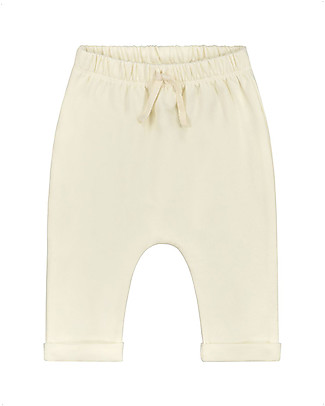 Gray Label Pantaloni Baby Felpati - Crema - Cotone Bio Elasticizzato Pantaloni Lunghi