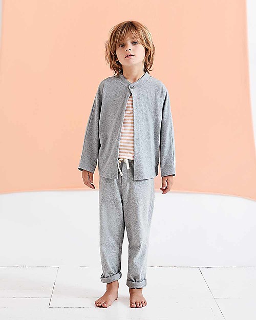Gray Label Pantaloni Lunghi con Risvolti alle Caviglie, Grigio Melange (12-24 mesi) - 100% cotone bio Pantaloni Lunghi