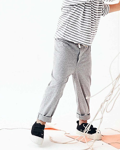Gray Label Pantaloni Lunghi con Risvolti alle Caviglie, Grigio Melange (12-24 mesi) - 100% cotone bio Pantaloni Lunghi