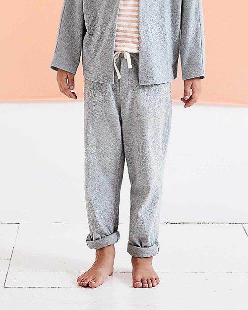 Gray Label Pantaloni Lunghi con Risvolti alle Caviglie, Grigio Melange (12-24 mesi) - 100% cotone bio Pantaloni Lunghi