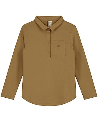 Gray Label Polo Maniche Lunghe - Nocciola - 100% Cotone Bio Maglie Manica Lunga