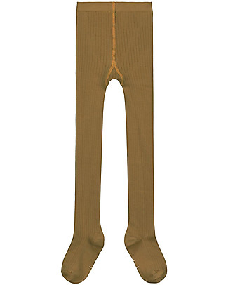 Gray Label Ribbed Tights - Peanut - Elasticated Organic Cotton Tights