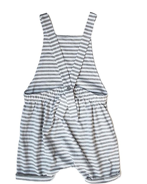 Gray Label Salopette Corta Unisex, Righe Bianco/Grigio - 100% Cotone Bio - 2/4 Anni Salopette