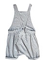 Gray Label Salopette Corta Unisex, Righe Bianco/Grigio - 100% Cotone Bio - 2/4 Anni Salopette