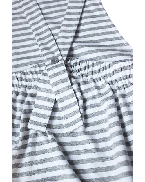 Gray Label Salopette Corta Unisex, Righe Bianco/Grigio - 100% Cotone Bio - 2/4 Anni Salopette